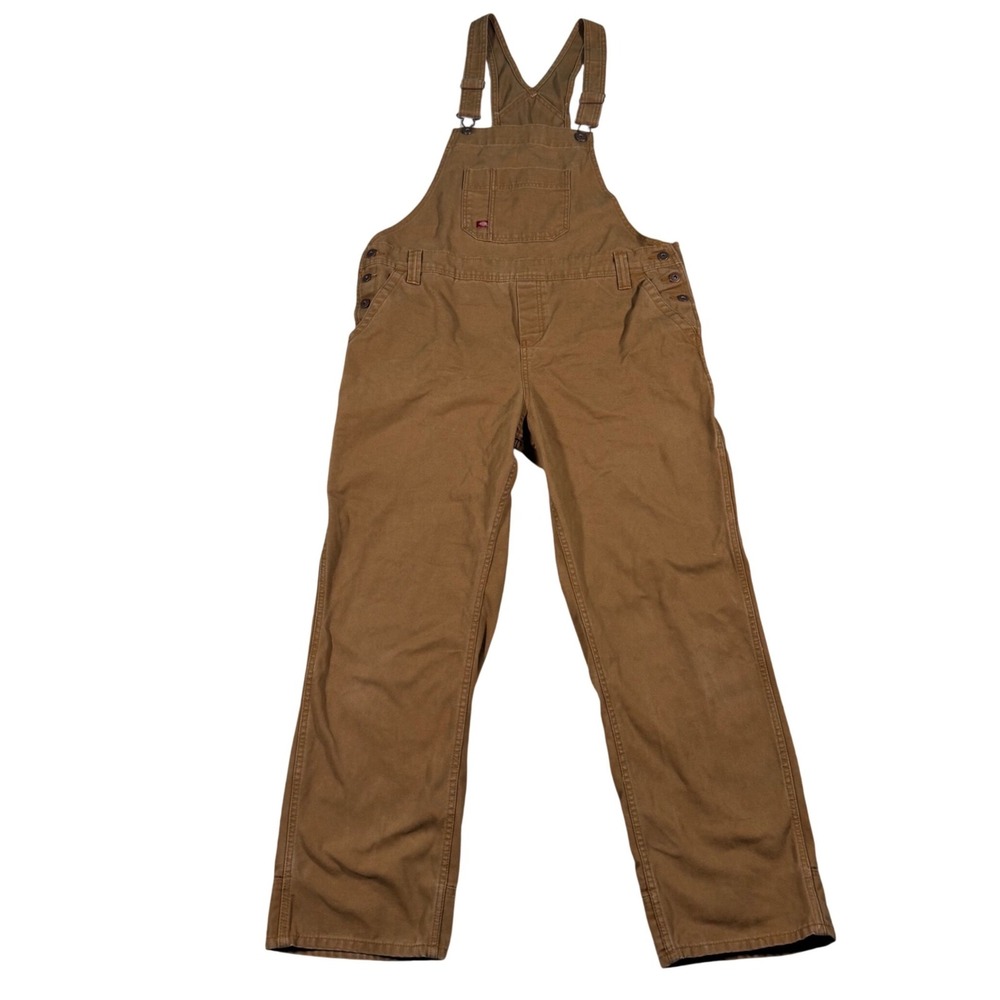 Dickies Bib Overalls Men L Brown Duck Canvas Utility Carpenter FB206RBD Workwear